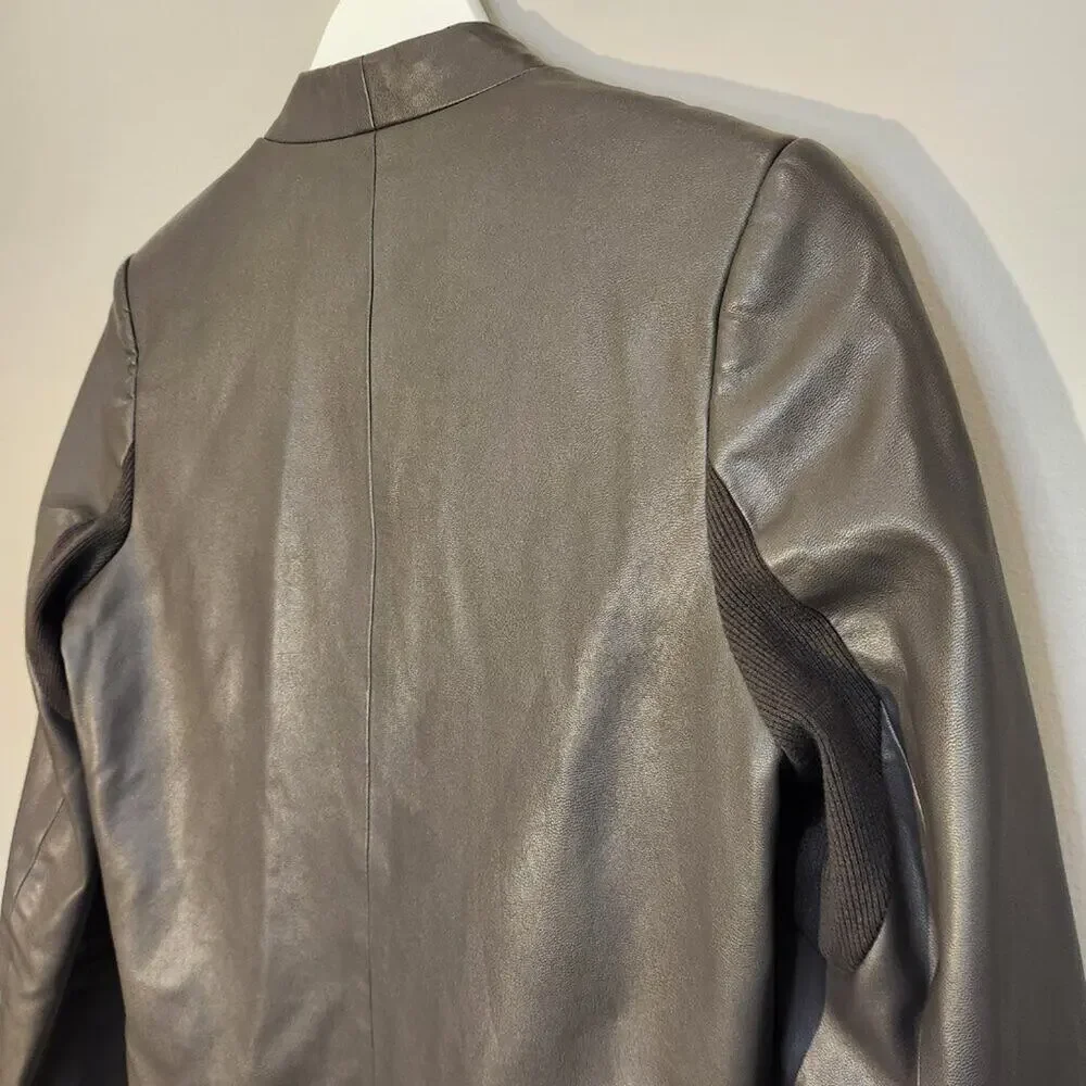 Blaque Label Grey Sculpted Blazer Faux Leather and Knit - Size S